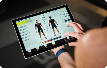 Person viewing results on an iPad